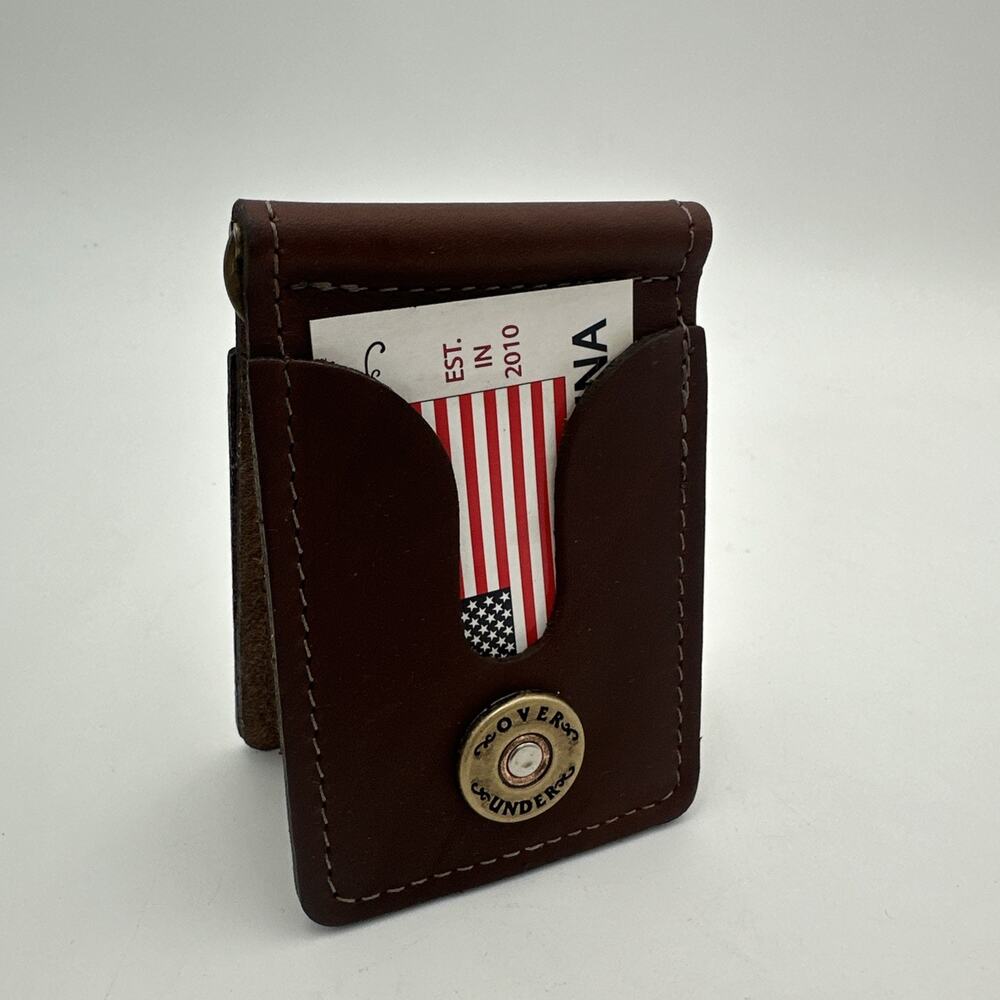 Men’s Over Under Leather Wallet Brass Shot Shell Money Fold With Logo “Glorifi”